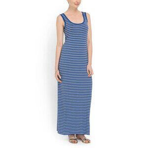 NWoT Anthropologie Bailey 44 Rainbow Fish Blue Striped Jersey Maxi Dress S $173